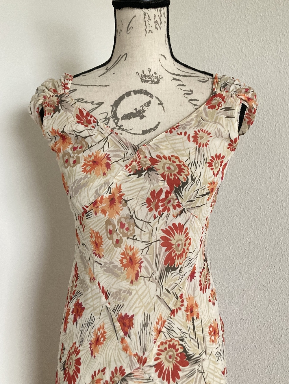 Vintage Y2K Jones New York Silk Floral Midi Dress 6P Fairy Bias cut Cottagecore - Picture 3 of 15